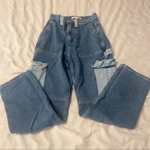 Pacsun Women's Colorblock Boyfriend Cargo Carpenter Pants